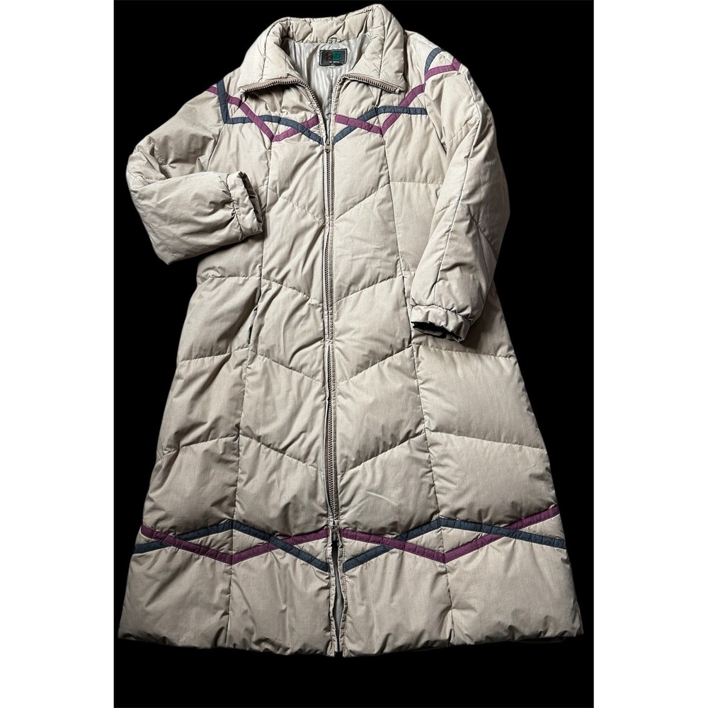 Vintage 70s Puffer Puffy Bubble Down Fill‎ Insulated Long Quilted Coat Womens L